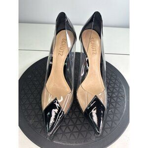 Schutz Cendi High Heel Women Dress Black Clear Pumps Shoes Size 6B